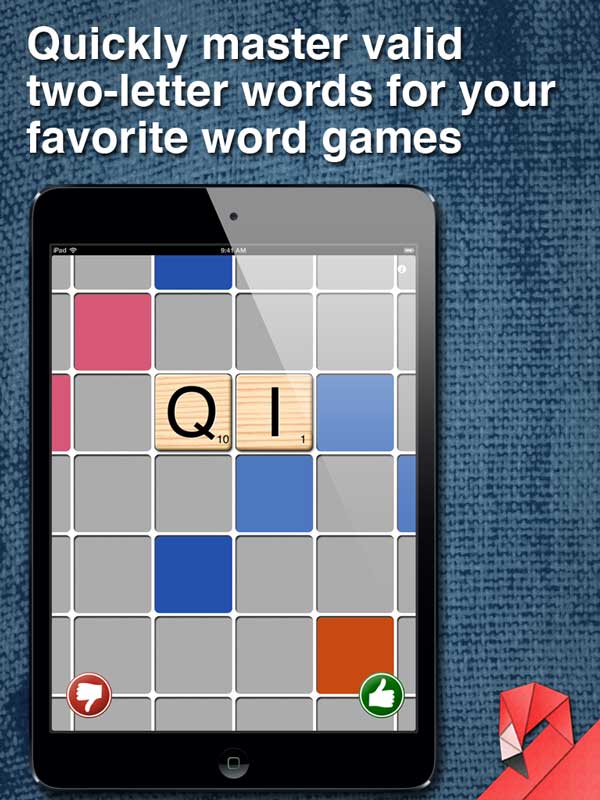 QI IQ - Quickly master valid two letter words for your favorite word tile games like Scrabble and Words With Friends
