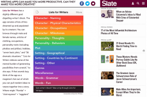 Slate article on creative writing apps